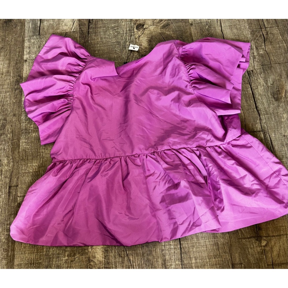 Express Womens XL Purple Ruffle Flutter Sleeve‎ Peplum Babydoll Blouse Top NWT - Picture 4 of 4